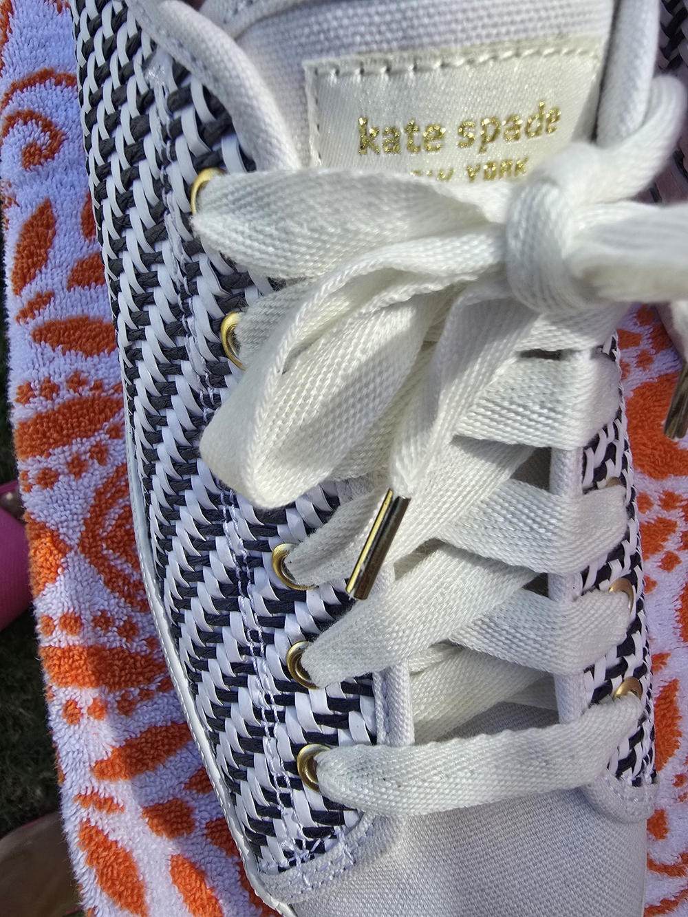 Brand New Keds X Kate Spade Blue & White Houndstooth Sneakers Size 11 - Picture 5 of 6